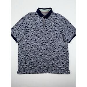 CARIBBEAN Shirt Mens Size XL Short Sleeve Camp Hawaiian Blue